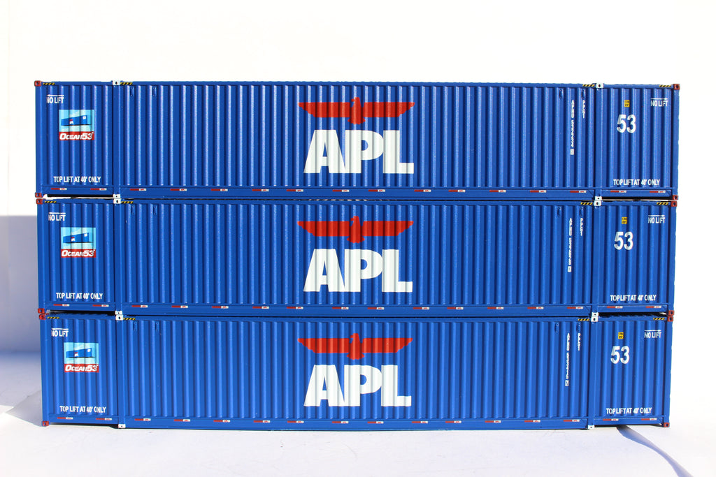 JTC Model Trains 953052 HO APL Ocean 53' Containers with IBC Castings (Set of 3)