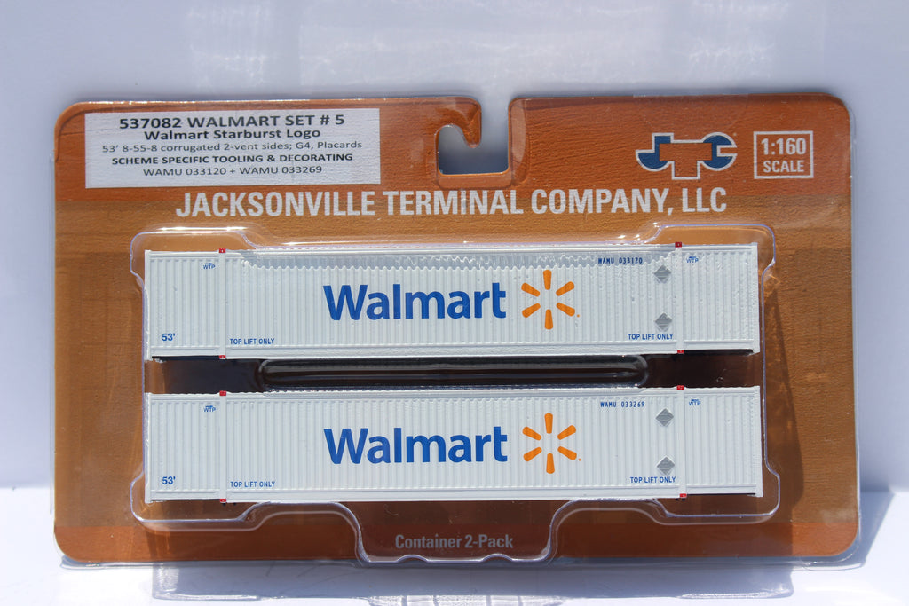 JTC Model Trains 537082 N Walmart 53' 8-55-8 Containers Set #5 (Set of 2)