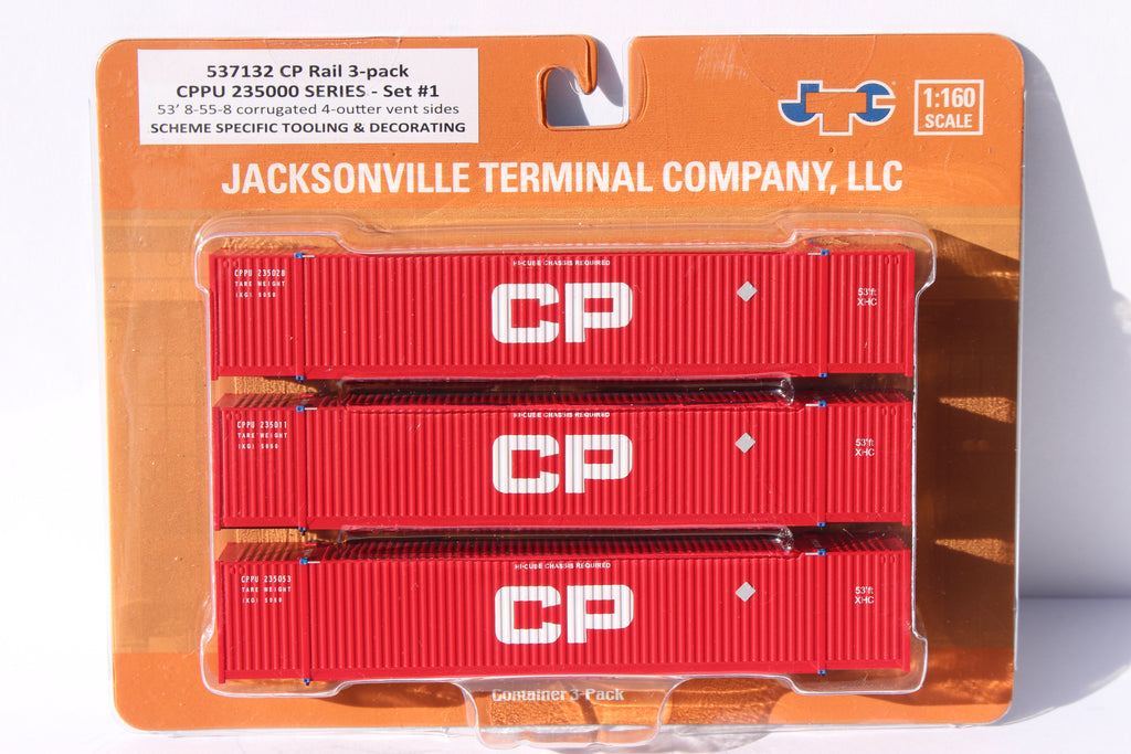 JTC Model Trains 537132 N CP 53' High Cube Container Set #1 (Set of 3)