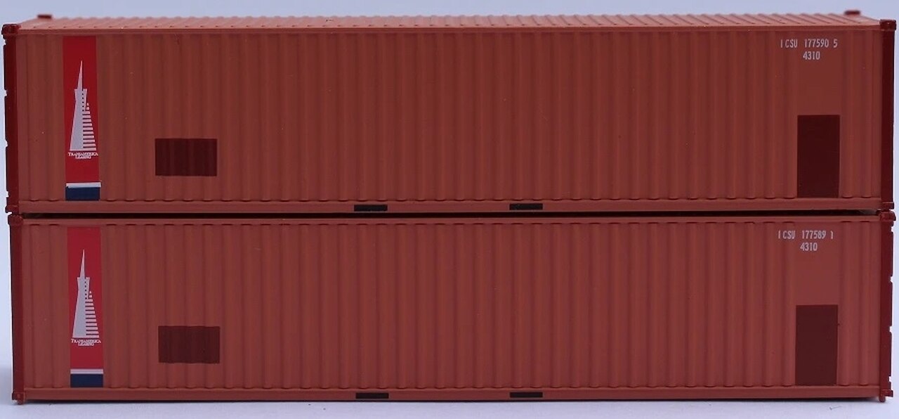 JTC Model Trains 405510 N Transamerica 40' Corrugated Side Container (Pack of 2)