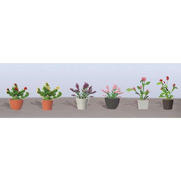JTT Scenery Products 95565 HO 5/8" Assorted Potted Flower Plants #1 (Pack of 6)