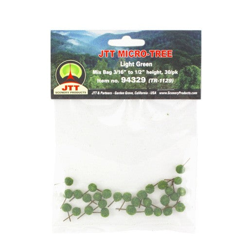 JTT Scenery Products 94329 Z 3/16"-1/2" Light Green Trees (Pack of 30)