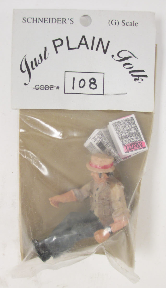 Just Plain Folk 108 G Scale Man Sitting Reading Paper Painted Figure