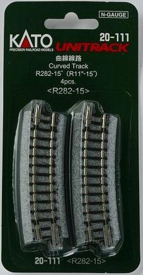Kato 20-111 N 11" Radius 15° Curved UniTrack (Pack of 4)