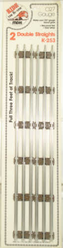 K-Line K-253 O-27 Gauge 20" Tubular Double Straight Track Sections (Card of 2)
