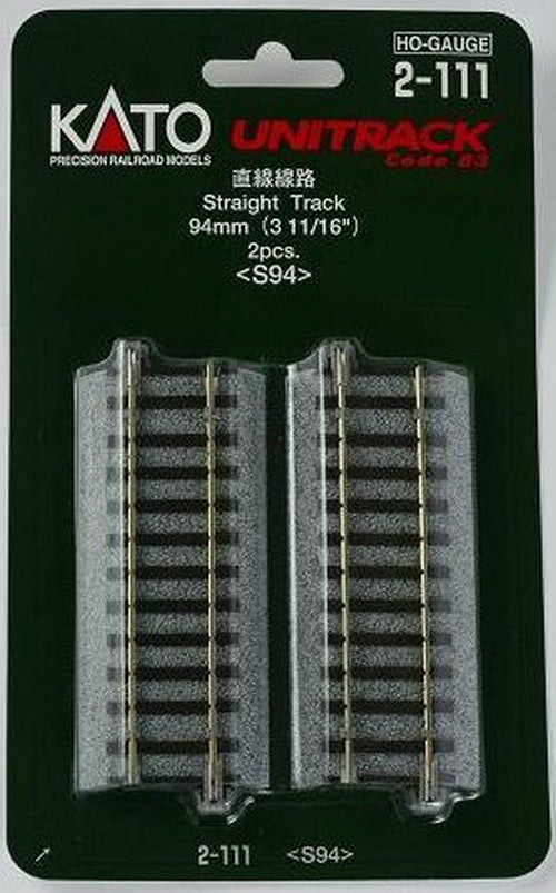 Kato 2-111 HO Gauge Code 83 3-11/16" Straight UniTrack (Pack of 2)