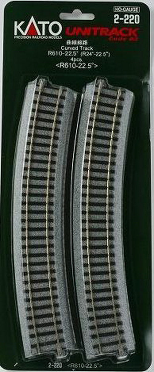 Kato 2-220 HO Gauge Code 83 24" Radius 22.5° Curved UniTrack (Pack of 4)