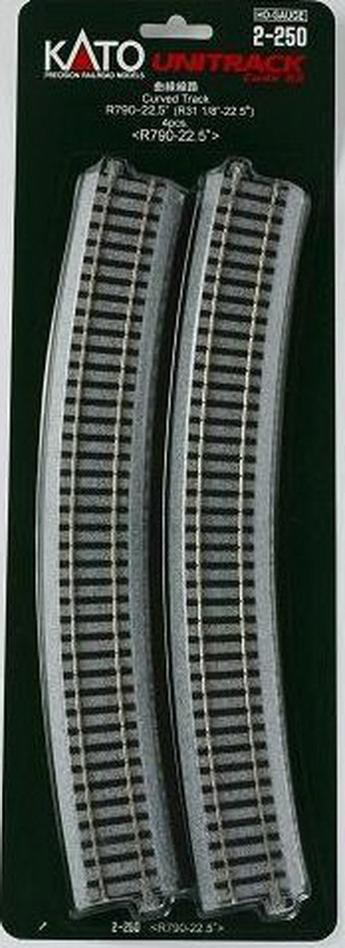 Kato 2-250 HO Code 83 31-1/8" Radius 22.5° Curved Unitrack (Pack of 4)