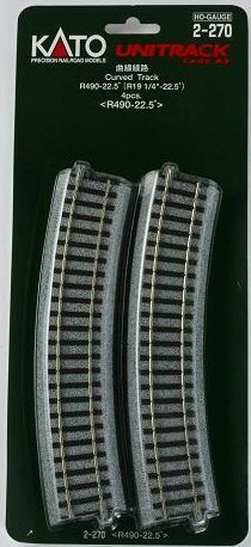 Kato 2-270 HO Code 83 R19-1/4" Radius 22.5° Curved UniTrack (Pack of 4)