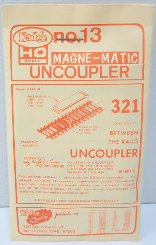 Kadee 321 HO Scale Code 100 Permanent Magnet Between the Rails Delayed Uncoupler