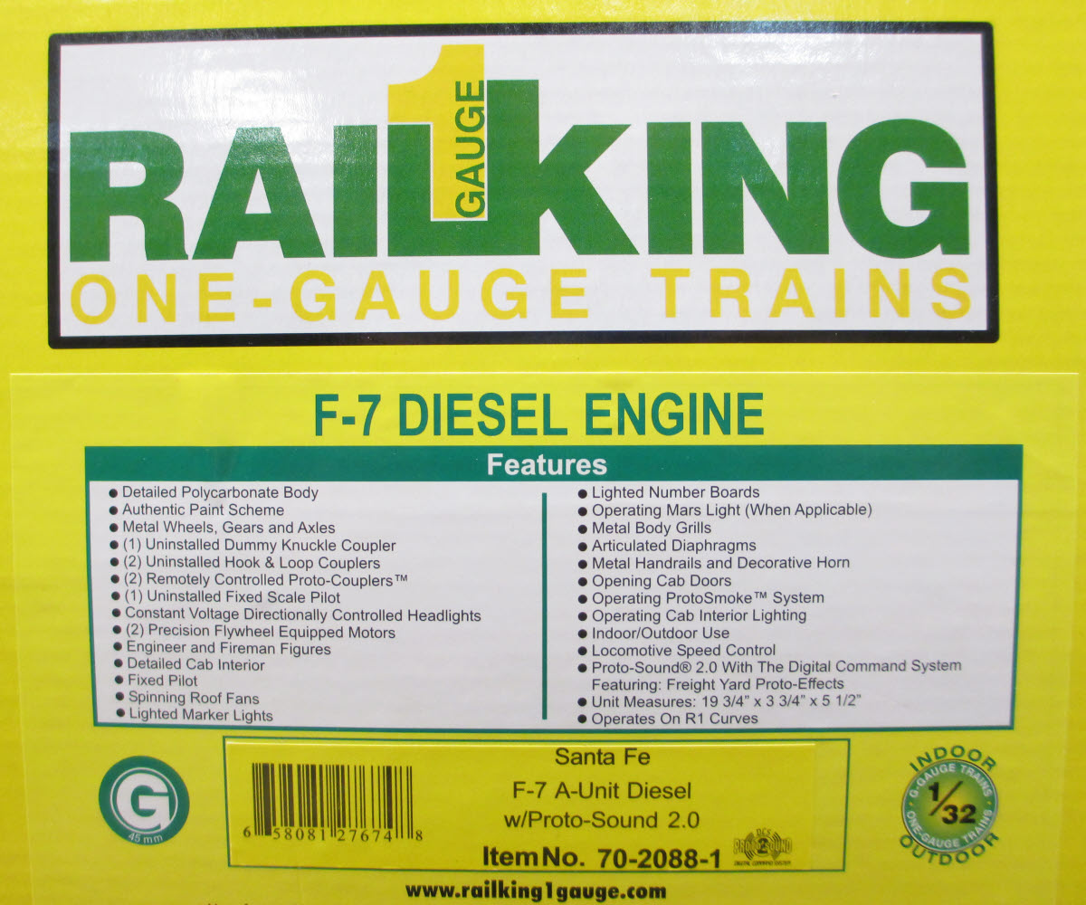 MTH 70-2088-1 Santa Fe G Scale F-7 A Unit Diesel w/PS2