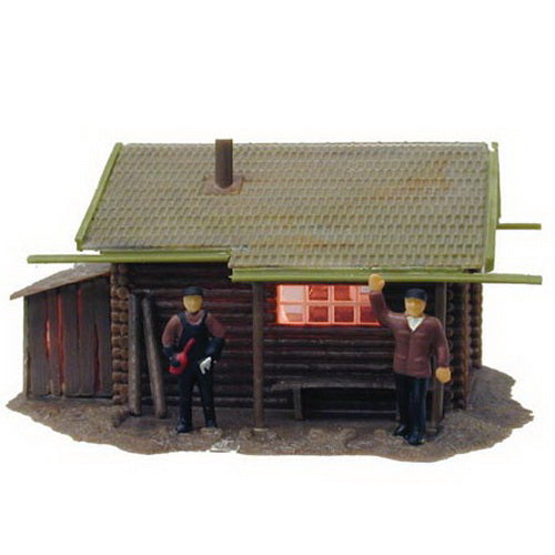 Model Power 645 HO Scale Fisherman's Cabin--Lighted
