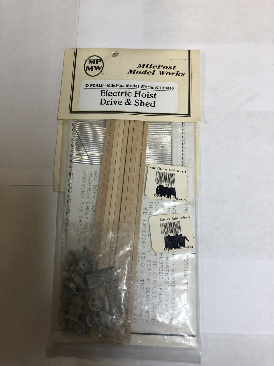 Mile Post Model Works 9416 O Scale Electric Hoist Drive & Shed Kit