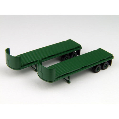Classic Metal Works 51127 N Mini Metals Green 32' Flatbed Trailers (Pack of 2)