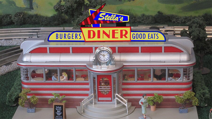 Miller Engineering 88-6451 HO/O Stella's Diner Large Animated Neon Style Sign