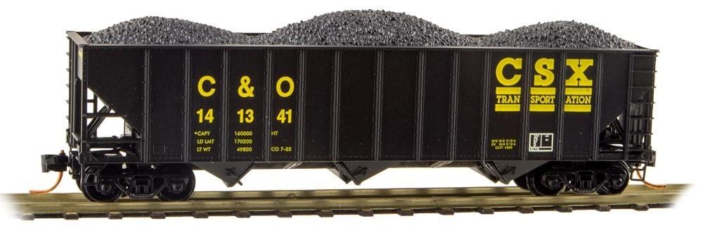 Micro-Trains 10800302 N C&O/CSX 100-Ton 3-Bay Open Hopper w/Load #141341