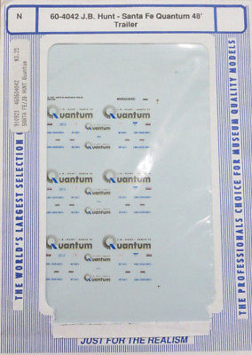 Microscale 60-4042 N J.B. Hunt - Santa Fe Quantum 48' Trailer Decal Sheet