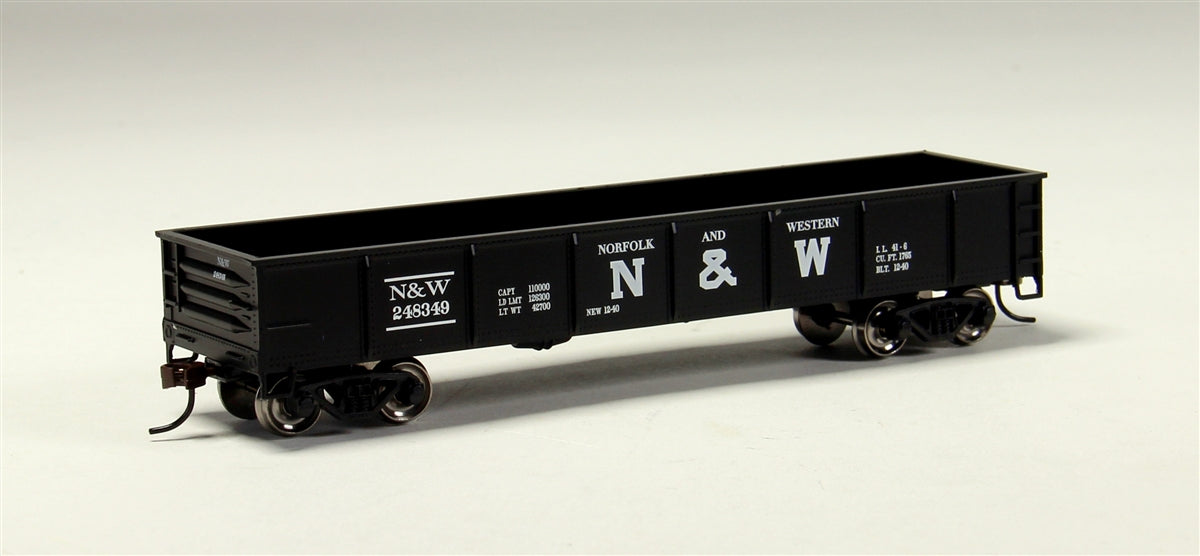 Bachmann 17228 HO Norfolk & Western 40' Gondola #248349 (black, Block N&W)