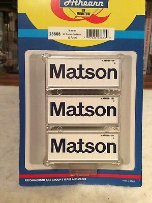 Athearn 28808 HO Matson 20' Reefer Container (Pack of 3)