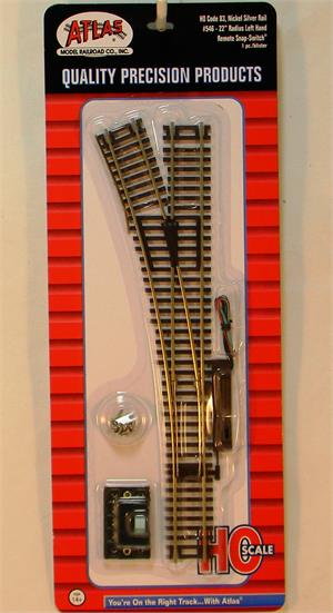 Atlas 0546 HO Code 83 Nickel Silver 22" Left Hand Remote Switch Turnout
