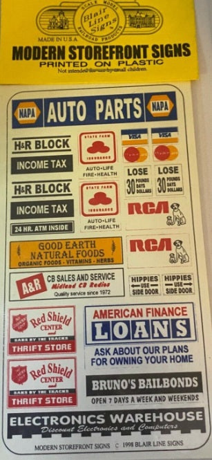 Blair Line 150 HO Scale Modern Storefront Signs Sheet (Pack of 2)