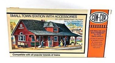 Con-Cor 9001 HO Scale Smalltown Station W/Accessories Building Kit