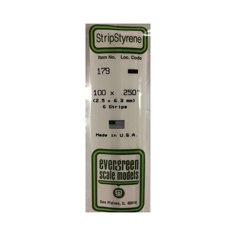 Evergreen Scale Models 179 .100" x .250" x 14" Polystyrene Strips (Pack of 6)