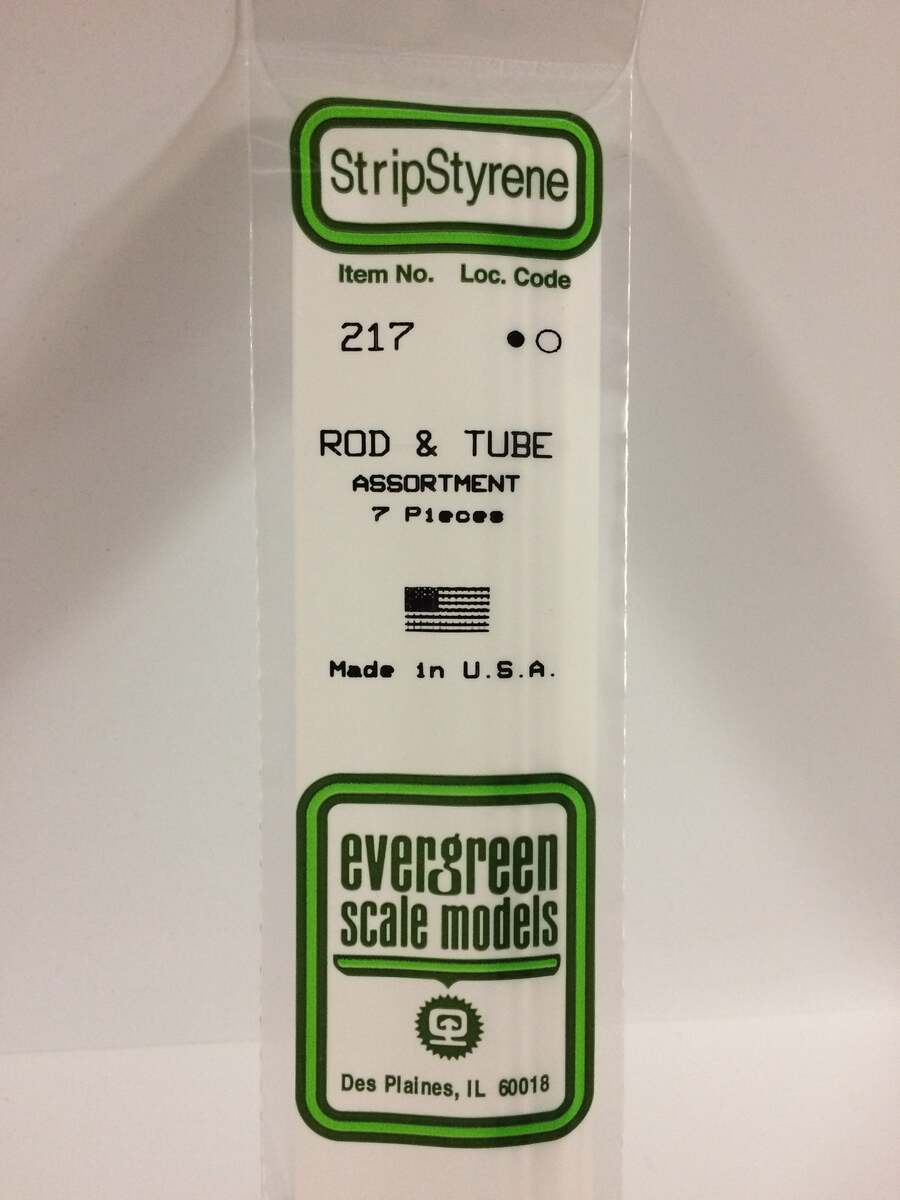 Evergreen Scale Models 217 Rod & Tube Assorted (Pack of 7)