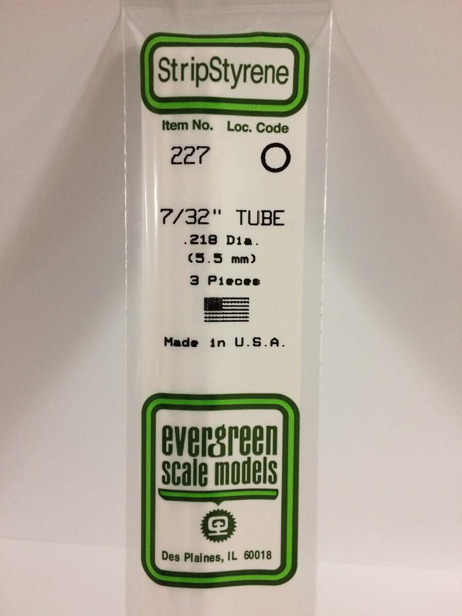 Evergreen Scale Models 227 .219" x 14" Polystyrene Round Tubing (Pack of 3)