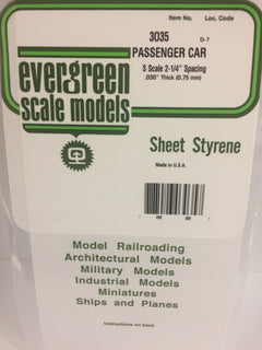 Evergreen Scale Models 3035 HO .030" x .035" x 12" x 24" Passenger Car Siding