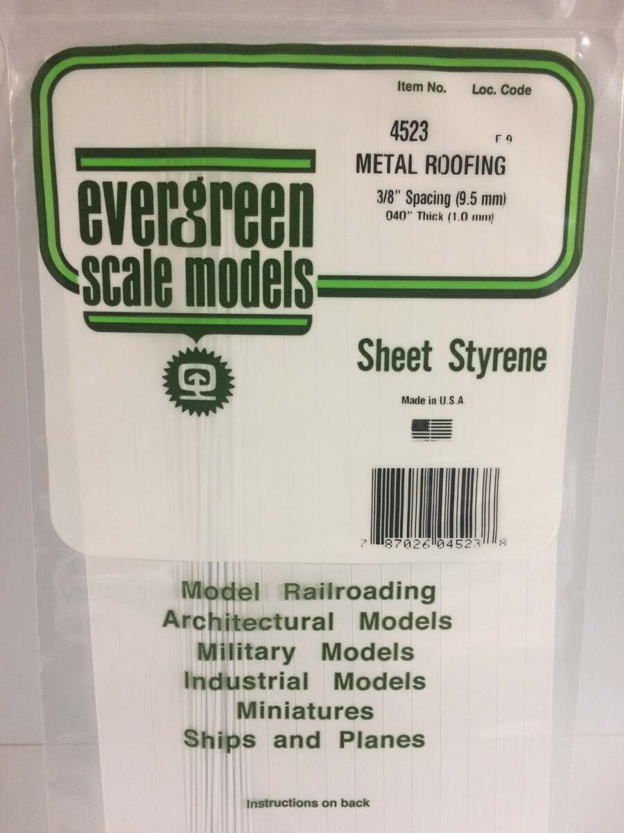 Evergreen Scale Models 4523 .040" X .375" Polystyrene Standing Seam Roofing