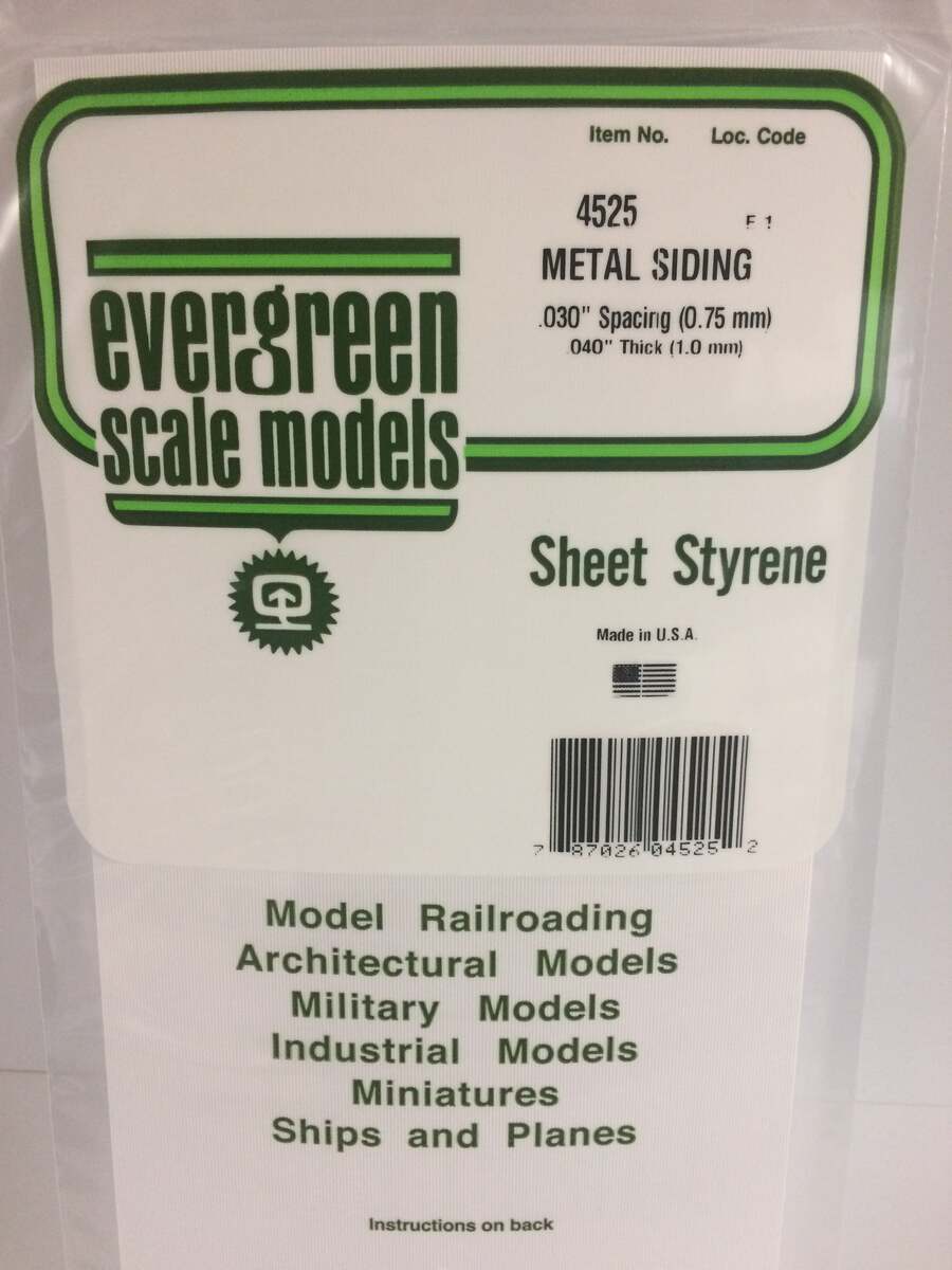 Evergreen Scale Models 4525 .040" x 0.30" Polystyrene Corrugated Siding