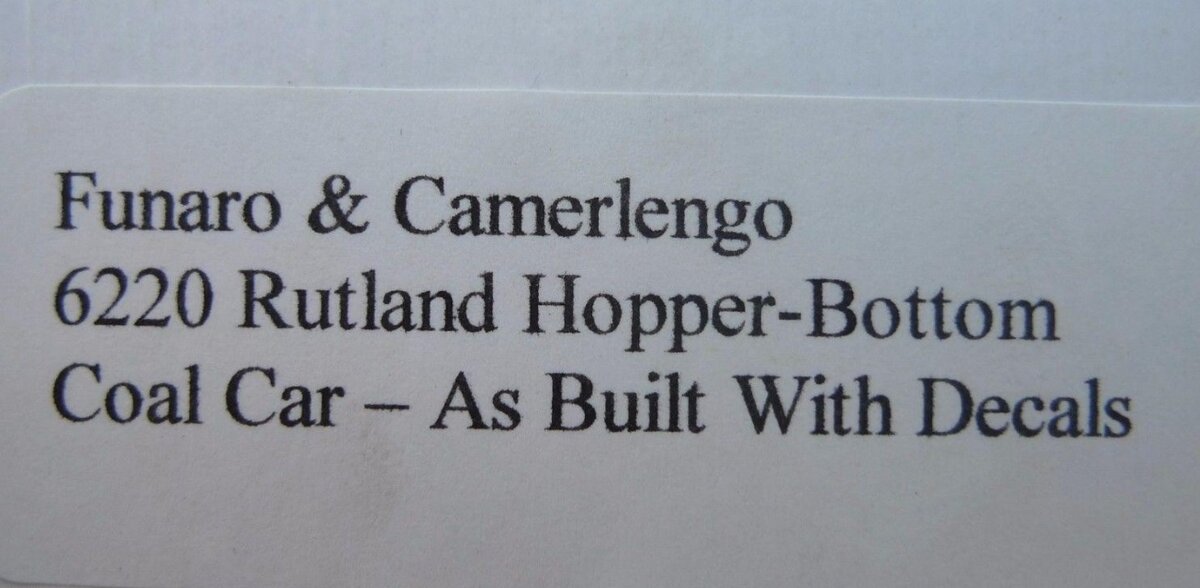 Funaro & Camerlengo 6220 HO Scale Rutland Hopper Bottom Coal Car Kit