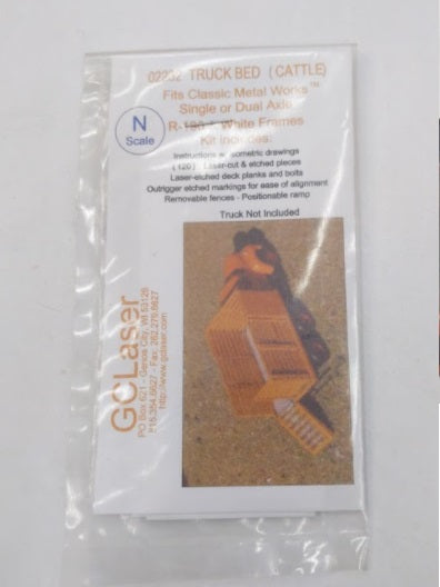 GCLaser 292-2232 N Scale Cattle Truck Bed Kit Fits Classic Metal Works R-190