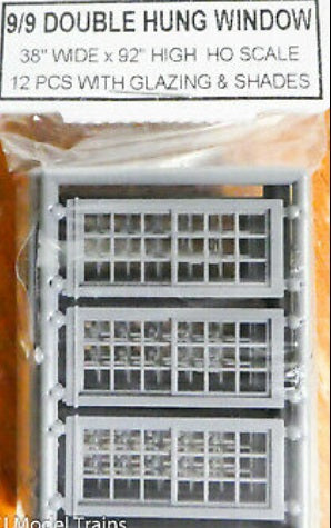 Tichy 8056 HO 38" x 92" 9/9 Double Hung Windows (Pack of 12)