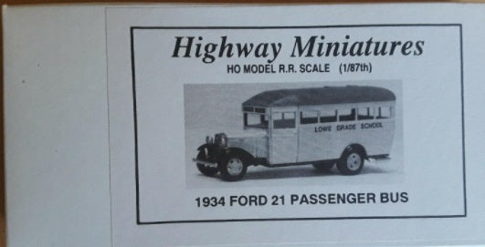 Jordan Products 229 HO Highway Miniatures 1934 Ford 21 Passenger Bus Kit