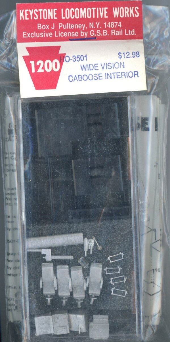 Keystone Locomotive 3501 HO Scale Wide Vision Caboose Interior Metal Kit