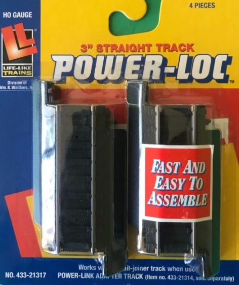 Life Like 21317 HO Scale 3" Power-Loc Straight Track (Pack of 4)