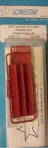 Lonestar Models LS5211 HO Red 20' 6" Lumber Truck Bed Unassembled Kit