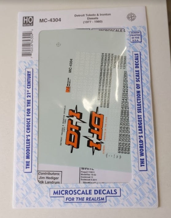 Microscale MC-4304 HO 1977-1980 DT&I Diesels Waterslide Decal Sheet