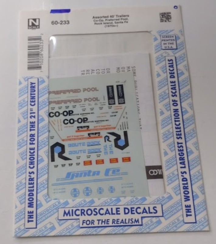 Microscale 60-233 N Rock Island/ATSF/Extra/Cooperative Shippers Decal Sheet
