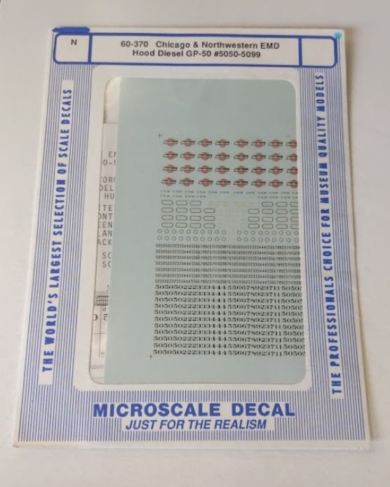 Microscale 60-370 Chicago & Northwestern EMD GP-50 Hood Diesel Decal Sheet