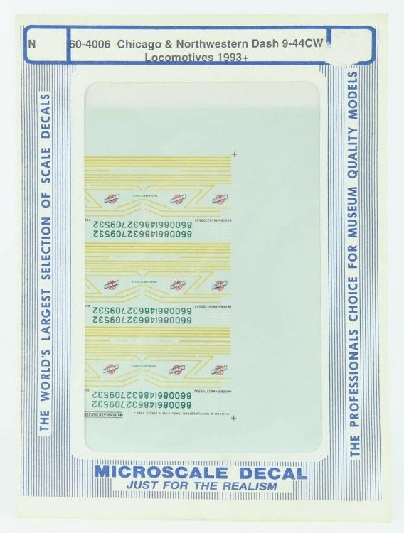 Microscale 60-4006 N 1993+ CNW Dash 9-44CW Locomotives Decal Sheet