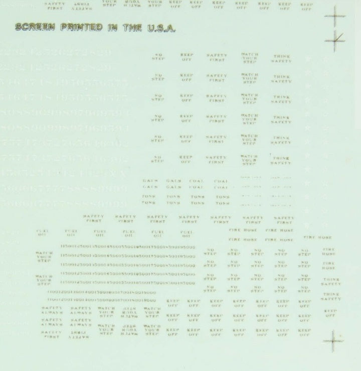 Microscale 60-4362 N Data & Number Boards Roman Gold Steam Loco Decal Sheet