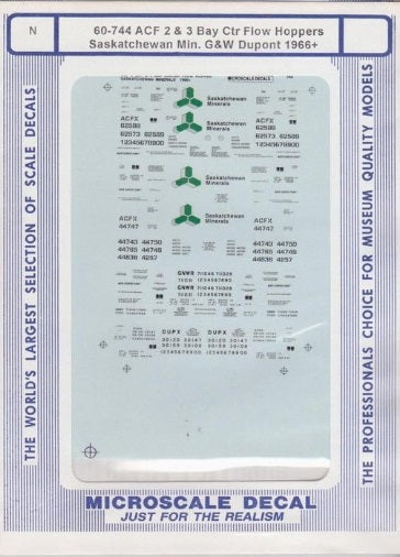 Microscale 60-744 N Saskatchewan 2 & 3-Bay Center Flow Hopper Decal Sheet