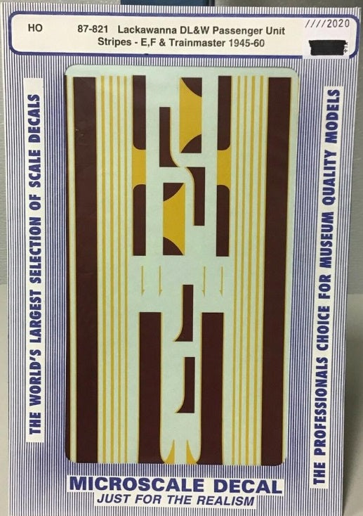 Microscale 60-821 N DL&W E&F Units Passenger/Diesel Loco Stripes Decal Sheet