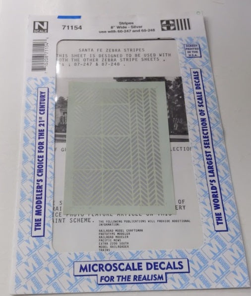 Microscale 71154 N Silver 1/32" Parallel Stripes Decal Sheet