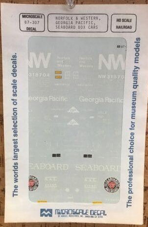 Microscale 87-307 HO N&W, SAL, USLX-GP Boxcars Decal Sheet