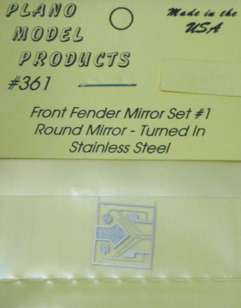 Plano Model Products 361 HO Front Fender Mirror Set # 1 Round Mirror Steel
