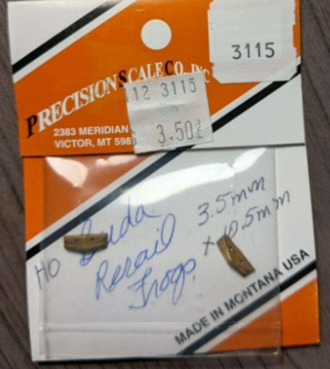 Precision Scale Company 3115 HO 3.5mm x 10.5mm Buda Rerail Frog (Pack of 2)